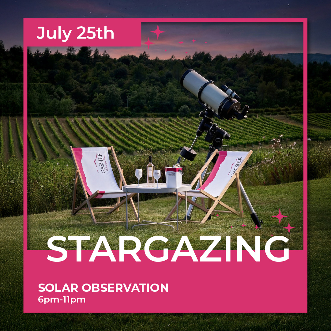 Stargazing at Château Gassier: unique events near Aix-en-Provence — activities with family or friends, open-air evenings, shows, concerts, and wine tourism experiences in the heart of the vineyards.